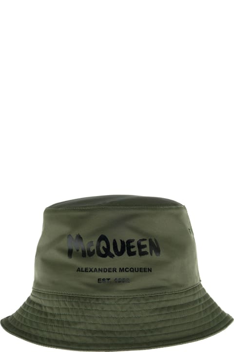 Bucket Nylon Hat With Logo Print