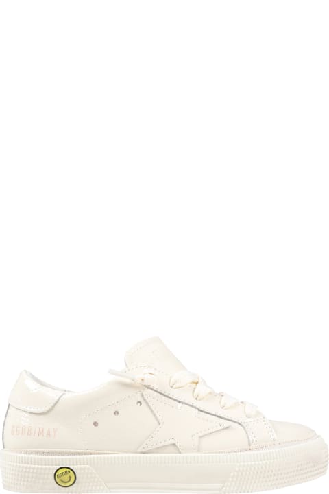 Golden Goose Ivory ''may'' Sneakers For Girl With Logo - Bianco e Blu
