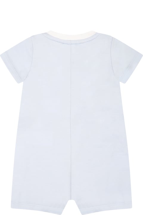 Light-blue Romper For Baby Boy With Blue And White Logo