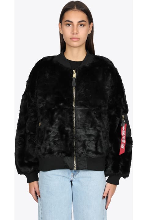 Ma-1 Fur Wmn Black eco-fur bomber jacket