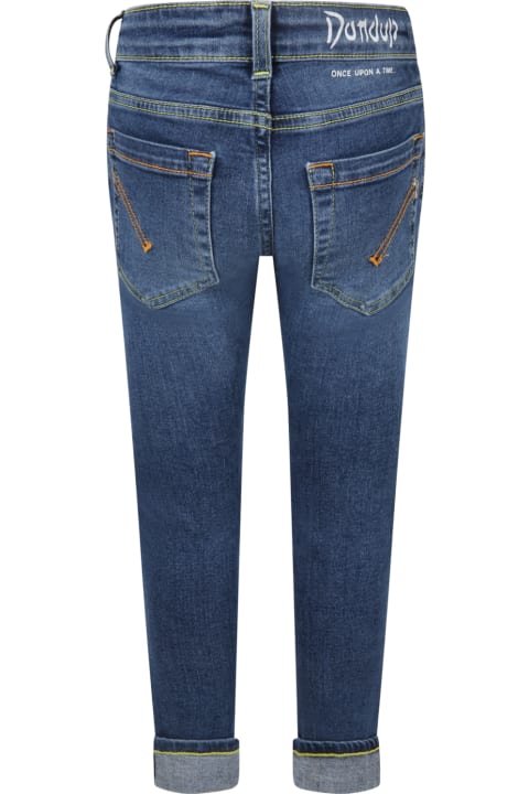 Blue Jeans For Girl With White Logo