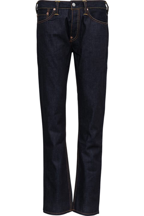 Evisu Blue Denim Jeans With Logo Print - Grey