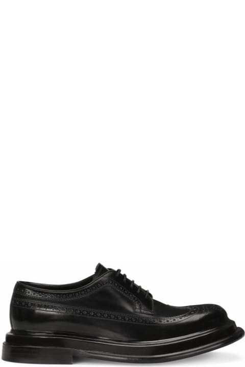 Dolce & Gabbana Derby Shoes In Black Leather - Black