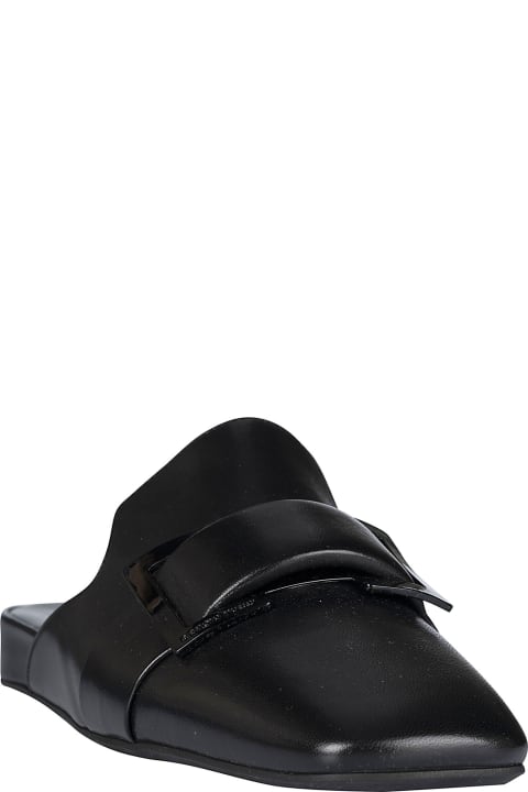 Sergio Rossi Buckle Front Mules - Black