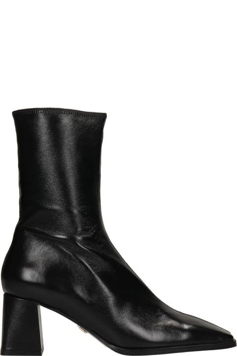 High Heels Ankle Boots In Black Leather