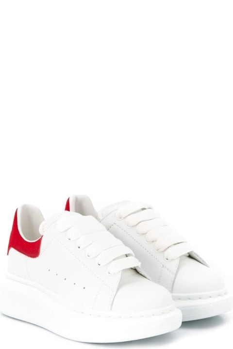 White Leather Oversize Sneakers With Red Heel Tab