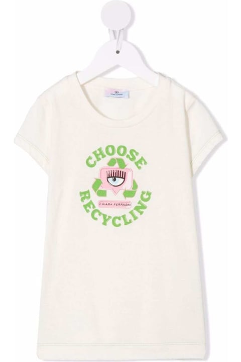 Chiara Ferragni Choose Recycling Cotton T-shirt With Logo Print - Bianco