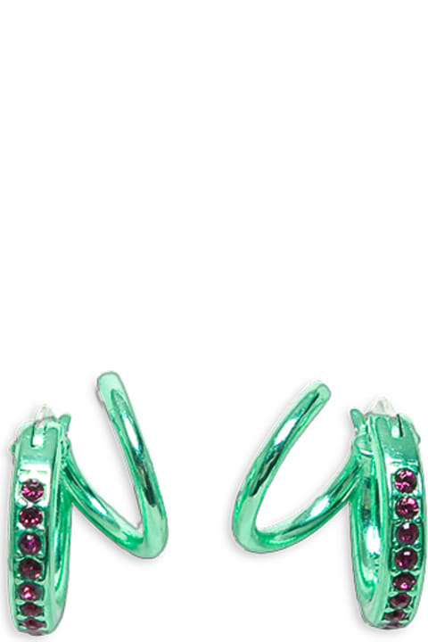 Panconesi Stellar Green Silver Earrings - Pink