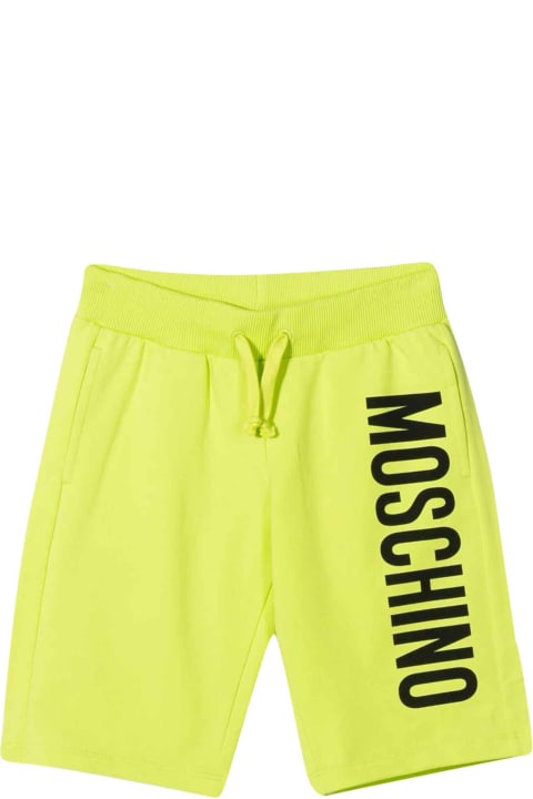 Moschino Yellow Bermuda Shorts With Black Logo - Black