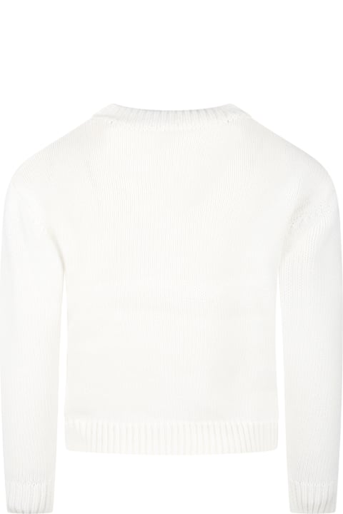White Sweater For Girl With Logo