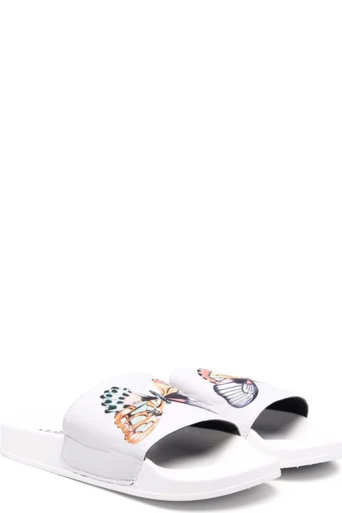 White Slippers With Print