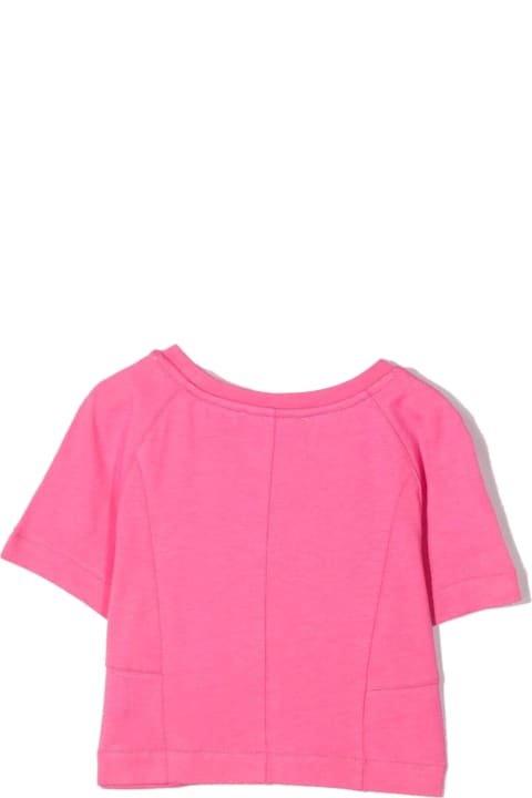 Balmain Pink Cotton Cropped T-shirt - Fuxia