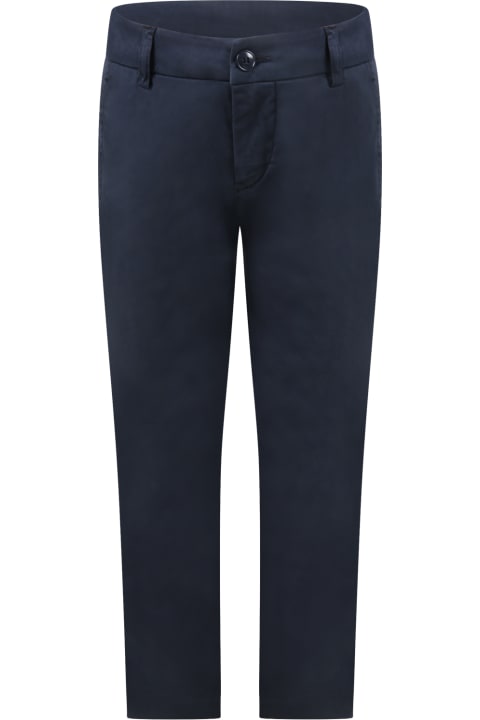 Dondup Blue Trousers For Boy With Patch Logo
