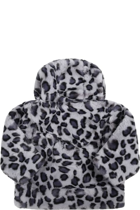 Molo Grey Jacket For Baby Kids With Animalier Print - Multicolor