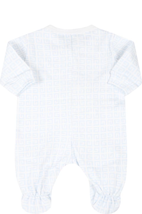 White Jumpsuit For Baby Boy With Light Blue G