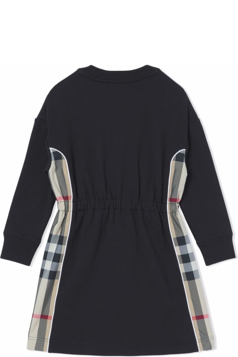 Burberry Black Cotton Dress With Vintage Check Inserts - Beige