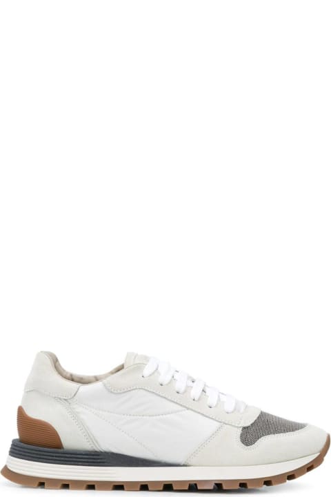 Brunello Cucinelli Woman's Leather Sneakers With Monile Detail