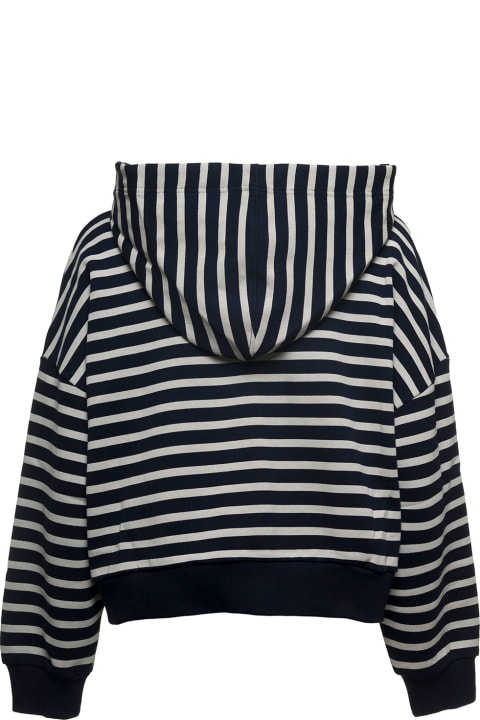 RED Valentino Striped Jersey Hoodie With Logo Print - Avorio rosso