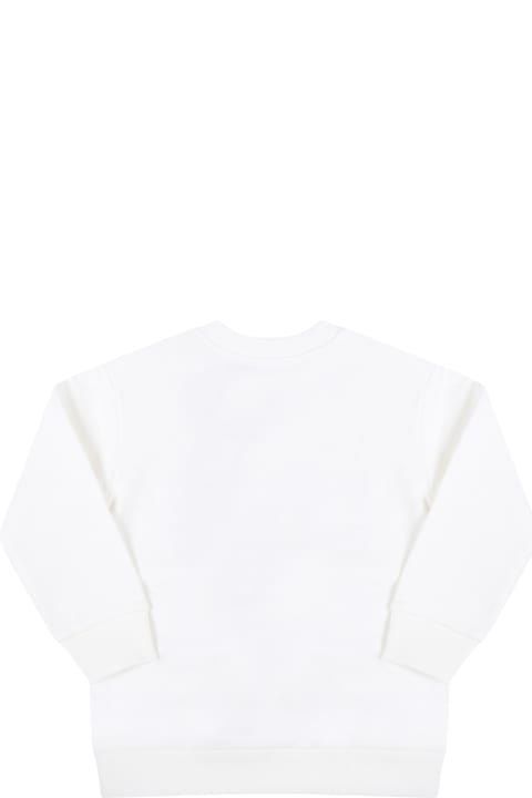 White Sweatshirt For Baby Girl With Logo