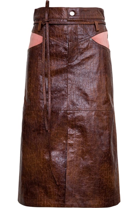 Andersson Bell Amira Brown Leatheret Skirt - Arancio 