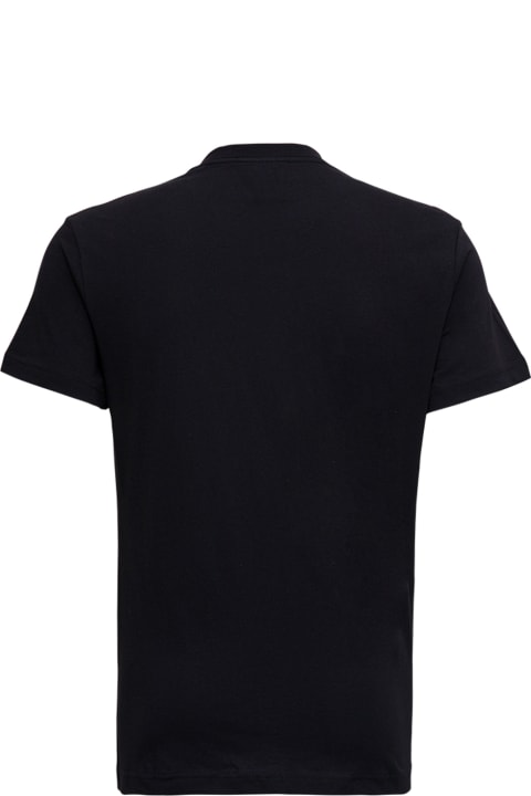 Versace Jeans Couture Black Cotton T-shirt With Logo Print - Nero