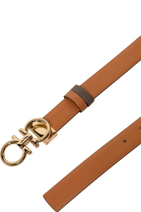 Salvatore Ferragamo Beige Leather Belt With Gancini Buckle - New blush