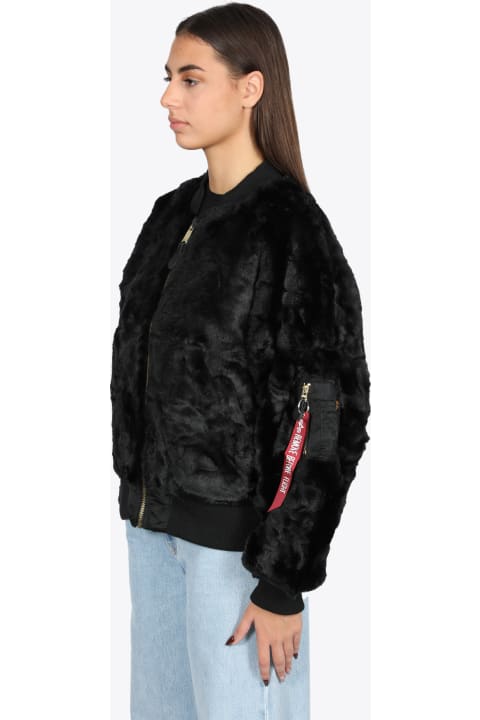 Ma-1 Fur Wmn Black eco-fur bomber jacket