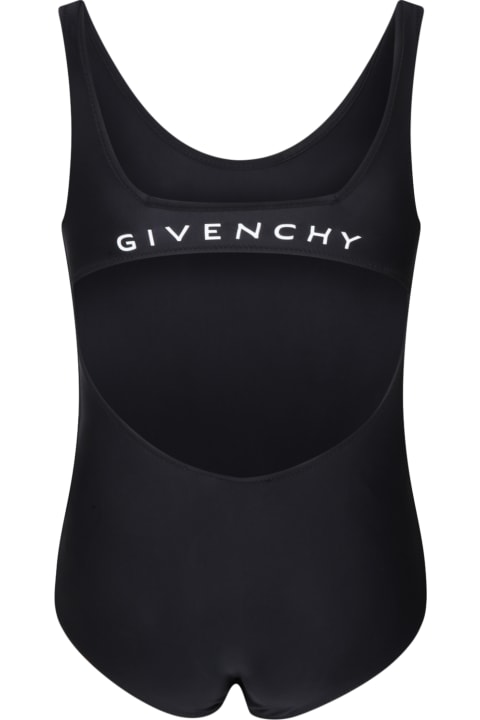Givenchy Black Swimsuit For Girl With White Logo - Rosso