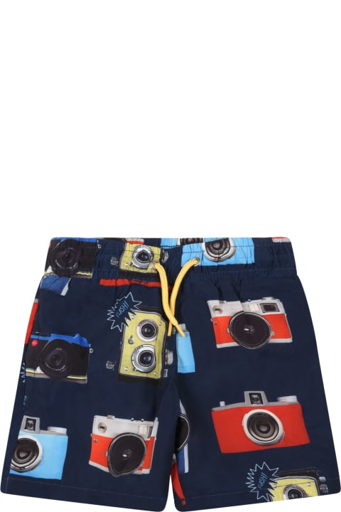 Blue Swimshort For Boy With Prints