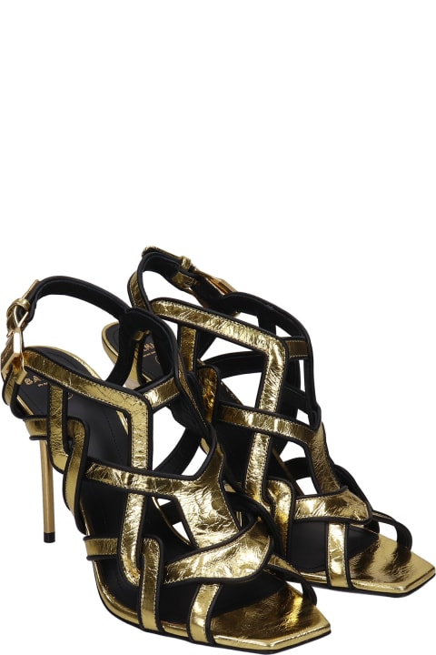 Urania-crinkle Sandals In Gold Leather