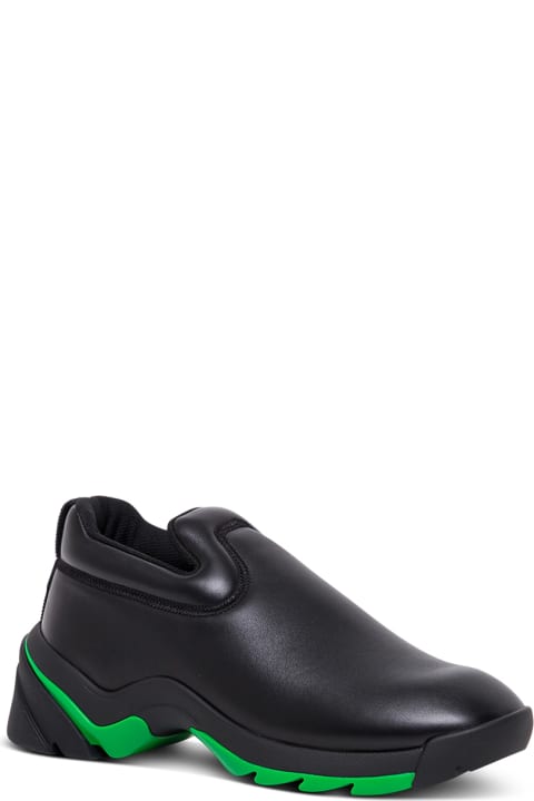 Bottega Veneta Flash Slip On Black Leather Sneakers - Black