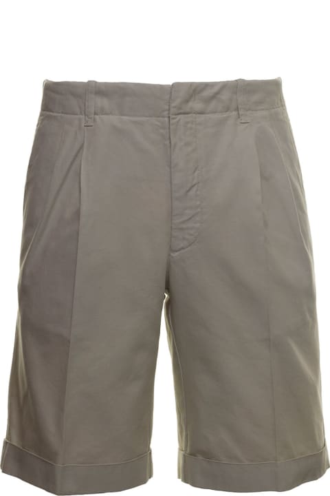 Beige Cotton Blend Bermuda Shorts