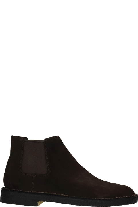 Clarks Desert Chelsea Ankle Boots In Brown Suede - BLACK