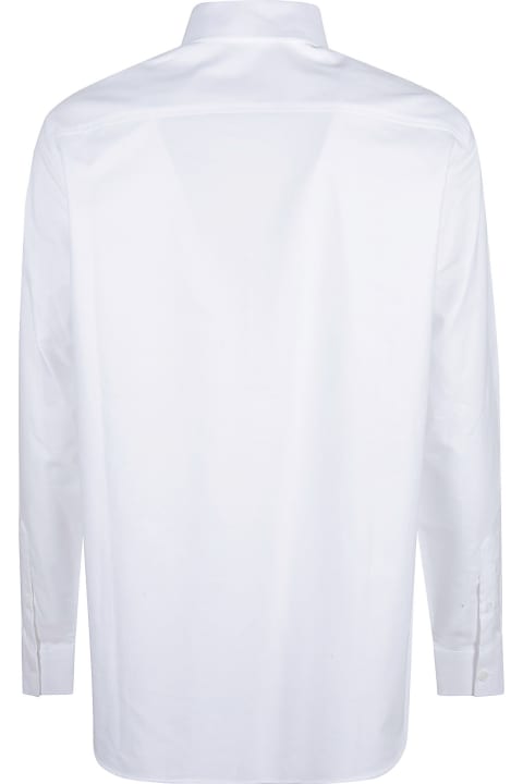 Burberry Logo Patched Plain Shirt - White