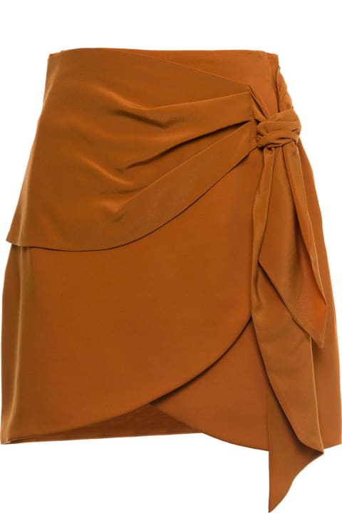 Brick Color Skirt With Knotted Detail