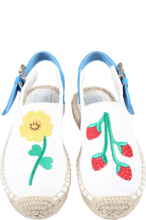 Stella McCartney Kids White Espadrilles For Girl With Flower And Strawberry - Nero