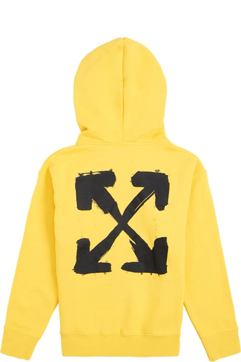 Off-White Arrow Yellow Cotton Hoodie - Multicolor