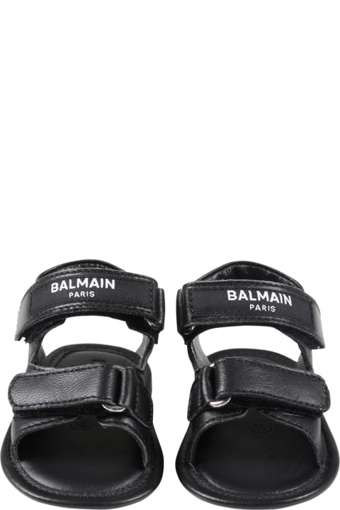 Balmain Black Sandals For Baby Kids - Gold