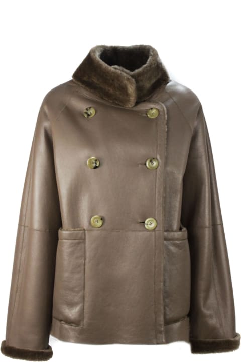 Brown Leather Sheepskin Coat