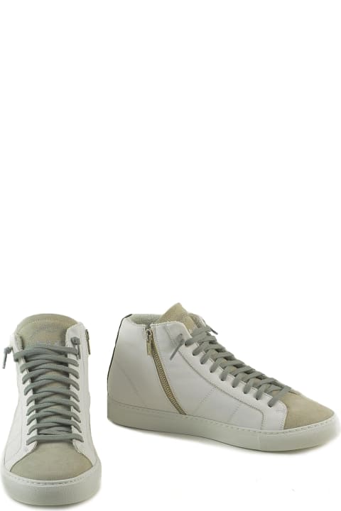 White/black Leather Mid-top Men's Sneakers