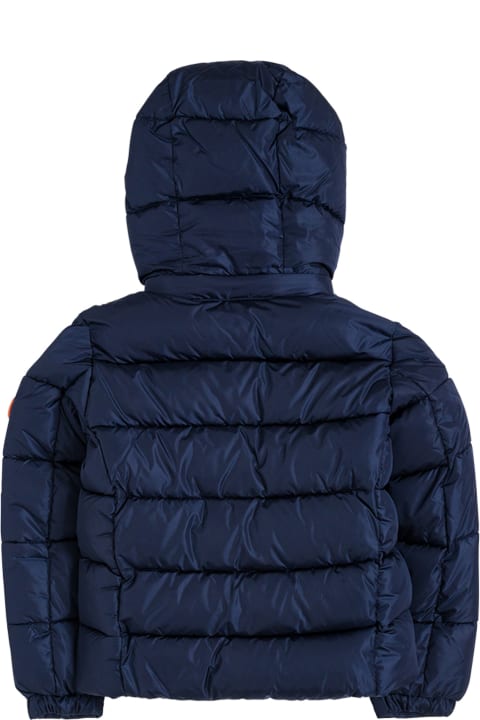Save the Duck Ecological Blue Nylon Down Jacket With Logo - Green
