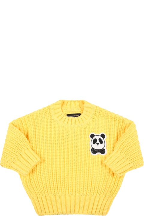 Mini Rodini Yellow Sweater For Babykids With Bear - Blue