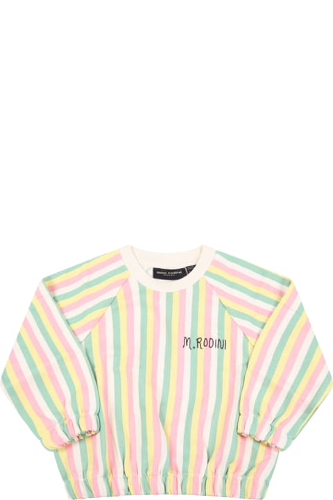 Mini Rodini Multicolor Sweatshirt For Babykids With Black Logo - Pink