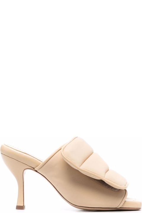 Beige Leather Padded Mules