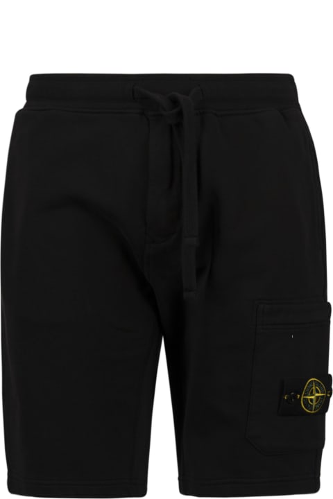Stone Island Logo Patched Side Pocket Shorts - Brown