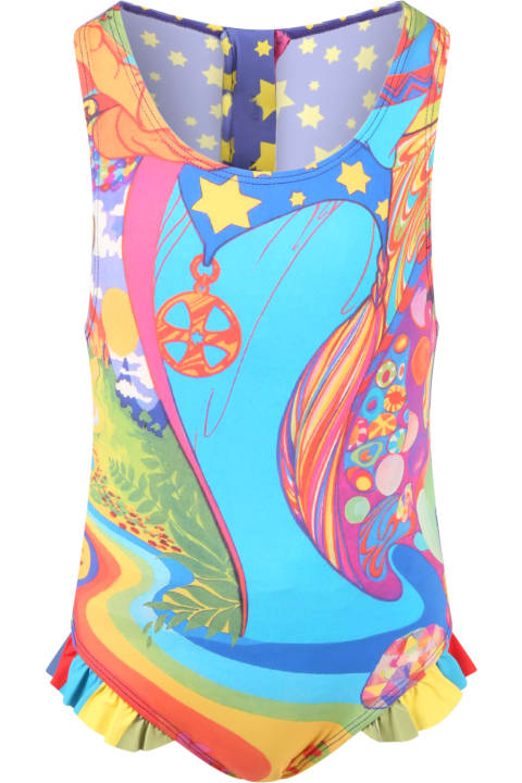 Stella McCartney Kids Multicolor Swimsuit For Girl With Psychedelic Print - Nero