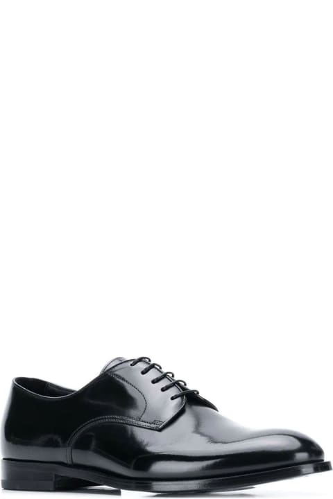 Doucal's Black Leather Classic Derby Shoes - Old Black