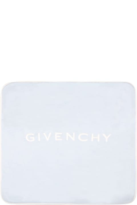 Light-blue Blaket For Baby Boy With White Logo
