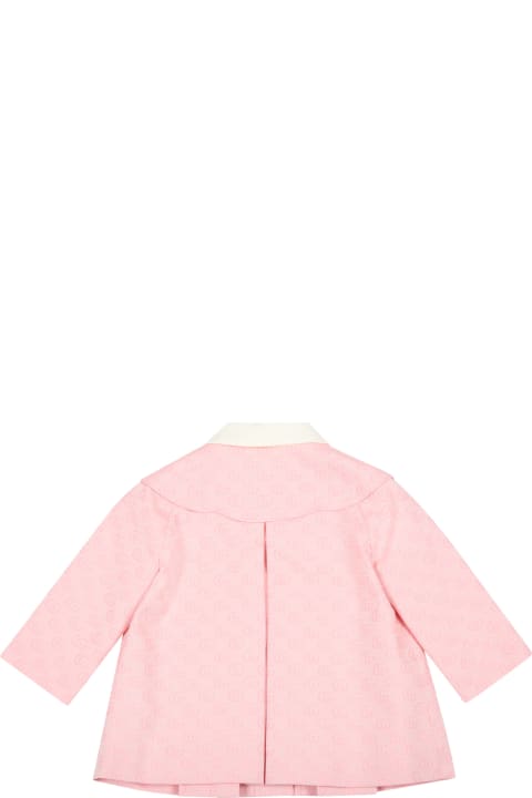 Pink Coat For Baby Girl With Double Gg