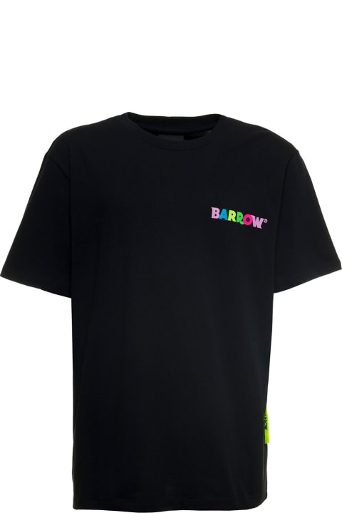 Black Jersey T-shirt With Logo Print